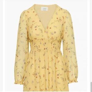 Aritzia Wilfred Wistful Chiffon Dress Spring Medley Yellow Size XS